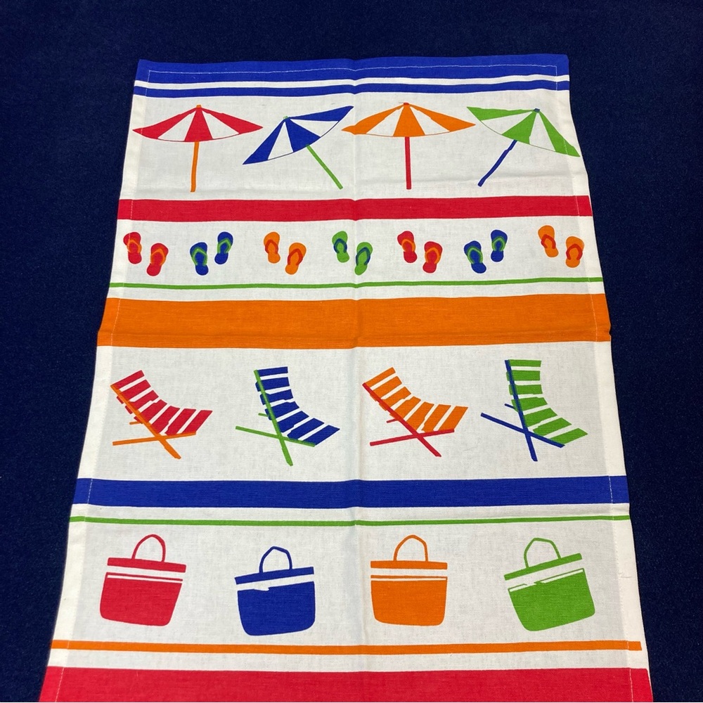 Tag Ltd Brand 100% Cotton Woven Dish Towel Bar Beach Outdoor Fun new with tag
